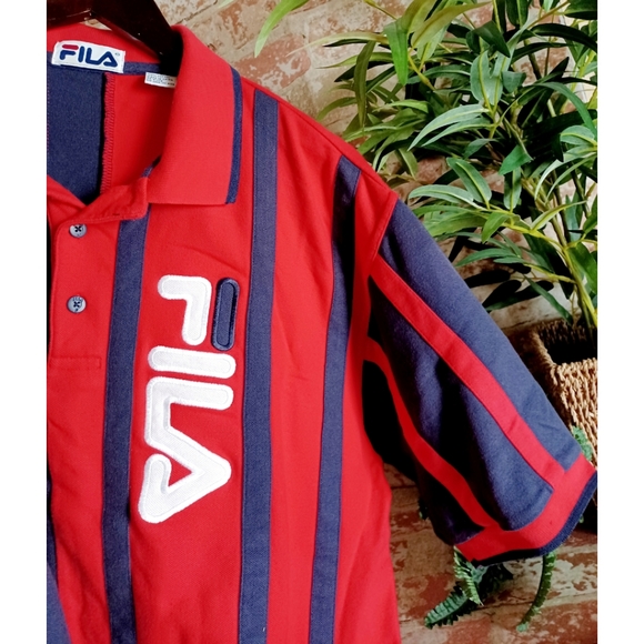 Fila Classic Stripe Colorblock Logo Mesh Polo Top - Picture 16 of 16